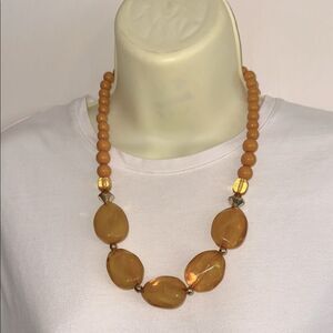 Amber/Gold Beaded Necklace‎